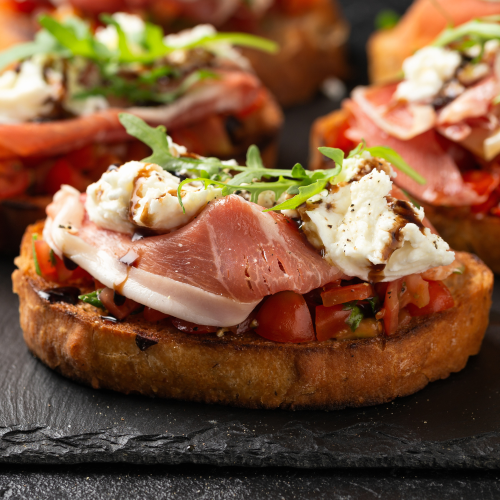 Bruschetta et jambon cru