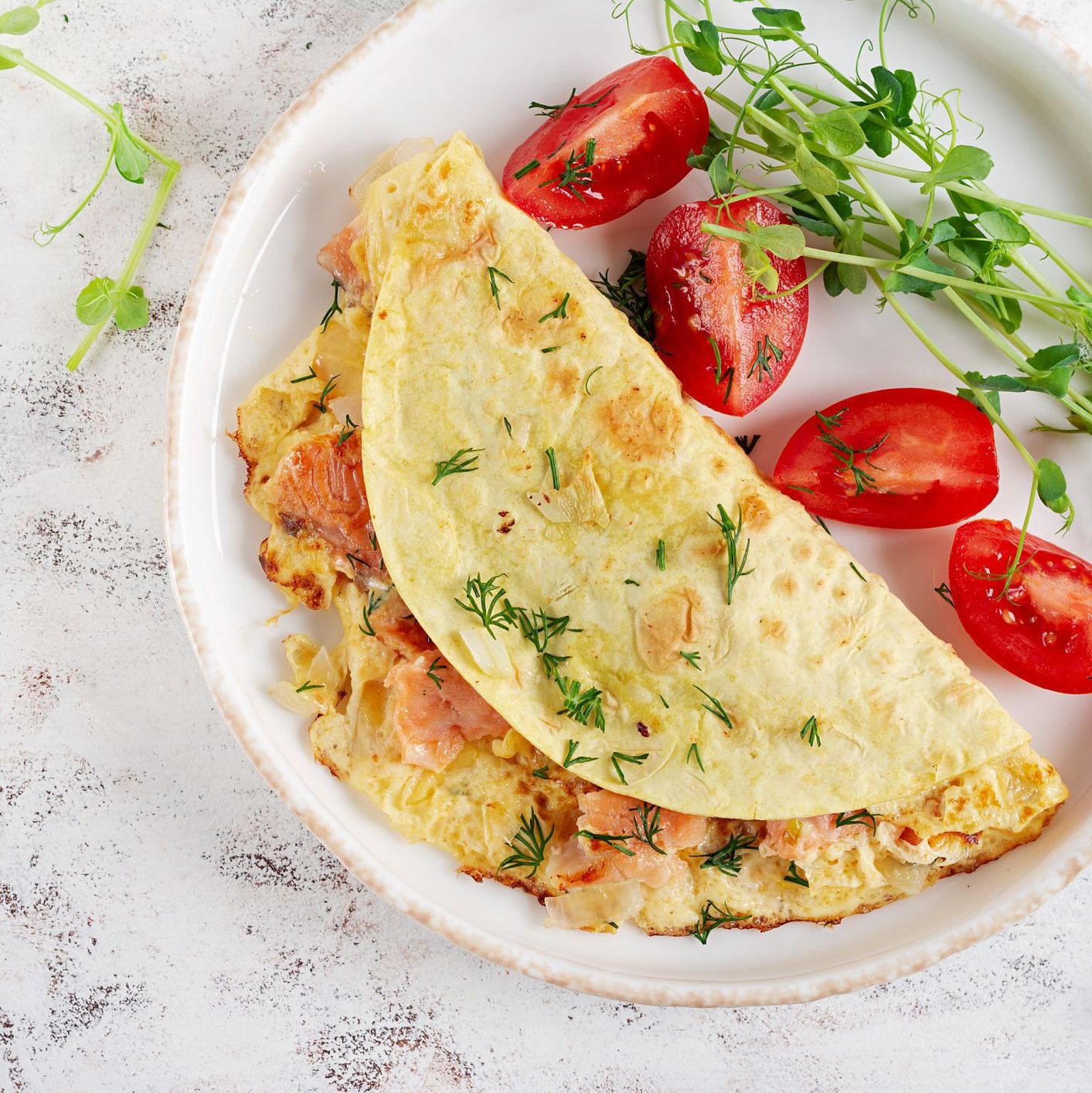 Omelette au saumon fumé pastrami et ciboulette