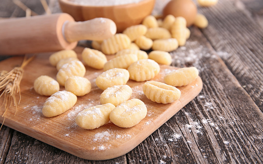 Gnocchi à la citrouille, sauce champignons, bacon et parmesan